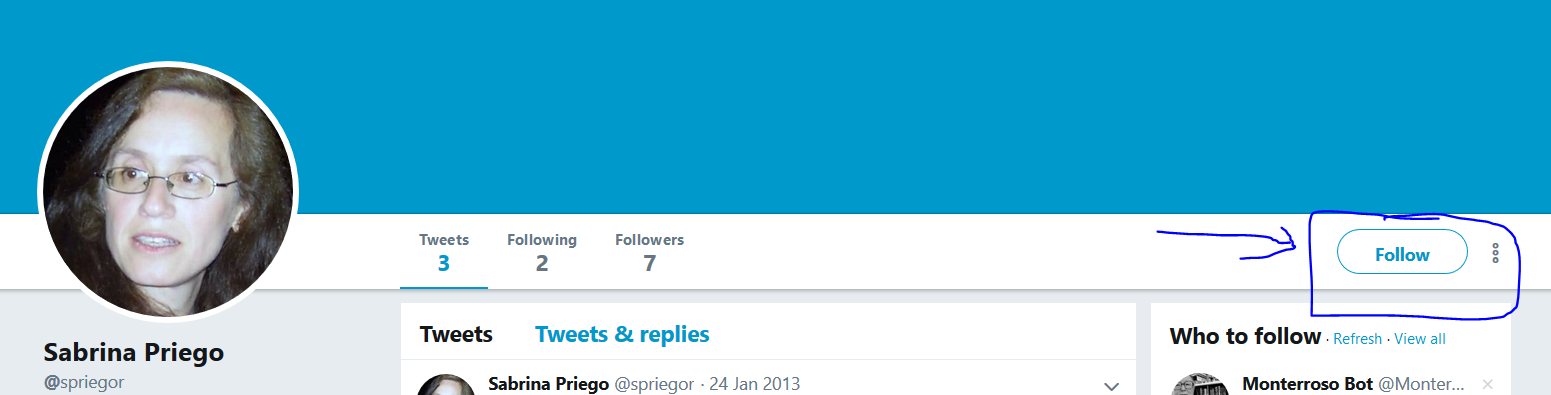 Click the follow button