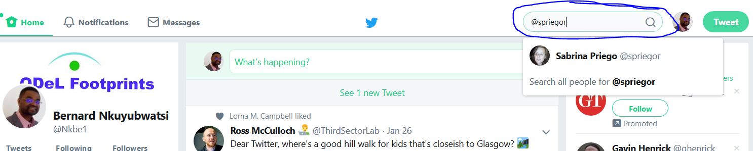 Searching people on Twitter