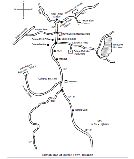 MAP OF BUTARE TOWN
