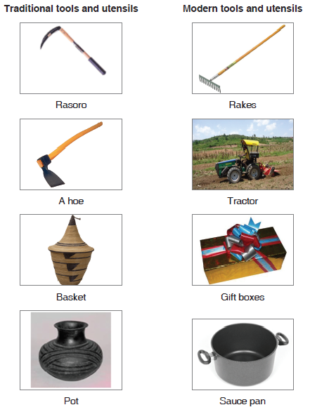 Traditional tools and utensils PLUS Modern tools and utensils