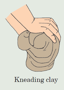Kneading clay