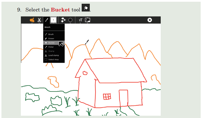 9. Select the Bucket tool