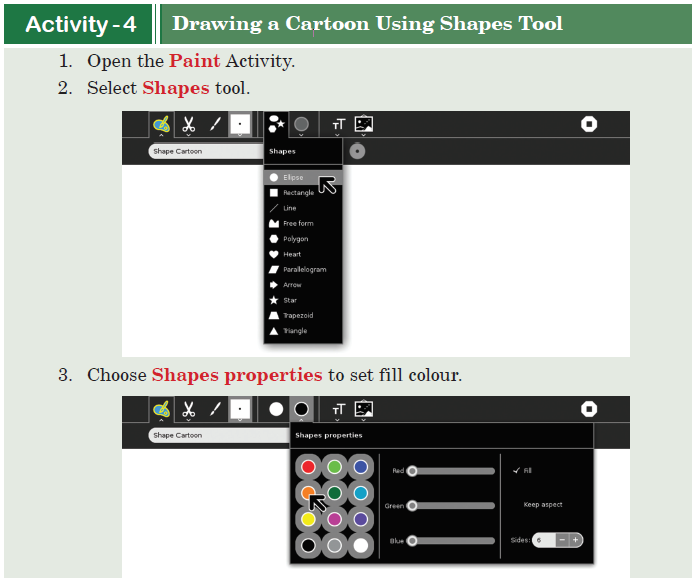 Activity -4 Drawing a Cartoon Using Shapes Tool