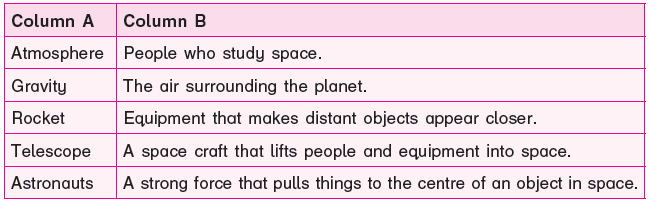 Match the words in Column A with their meanings in Column B.